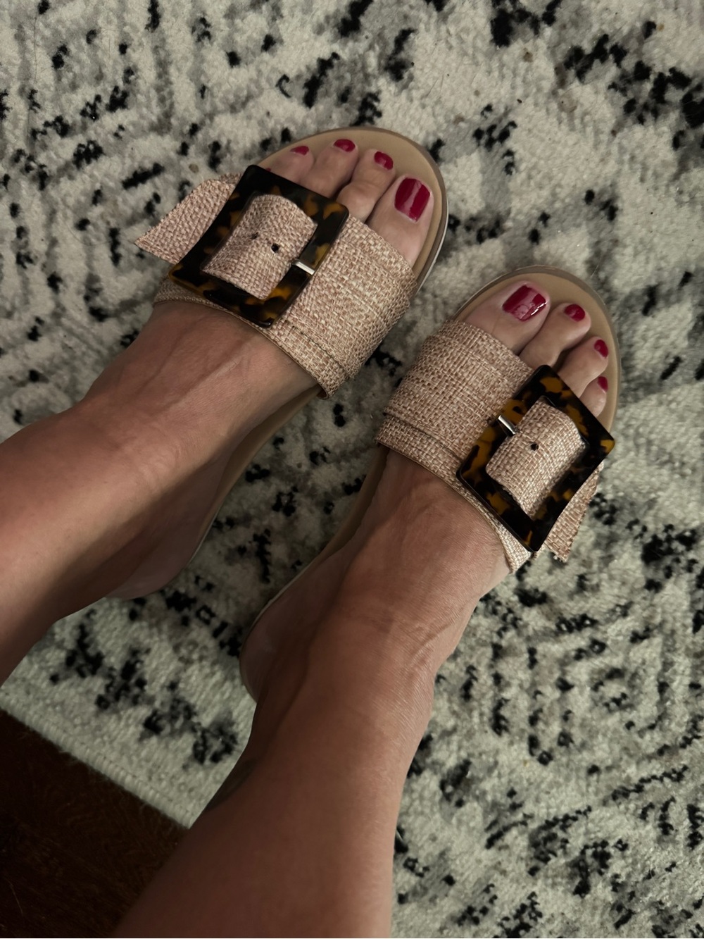 Woven Buckle Slide Mules in Beige - Picture 2 of 2